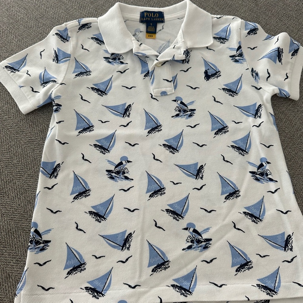 Polo by Ralph Lauren Kids' White and Blue Nautical Polo